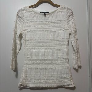 White House Black Market Long-Sleeve Lace Ruffle Top Size Small